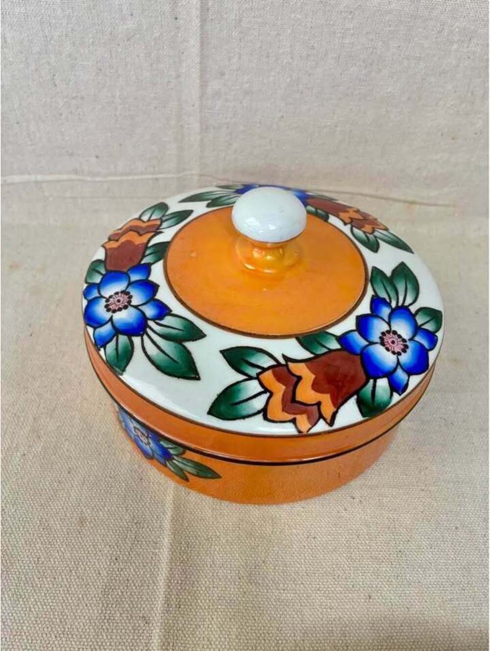 Vintage Hand-Painted Japanese Porcelain Trinket container